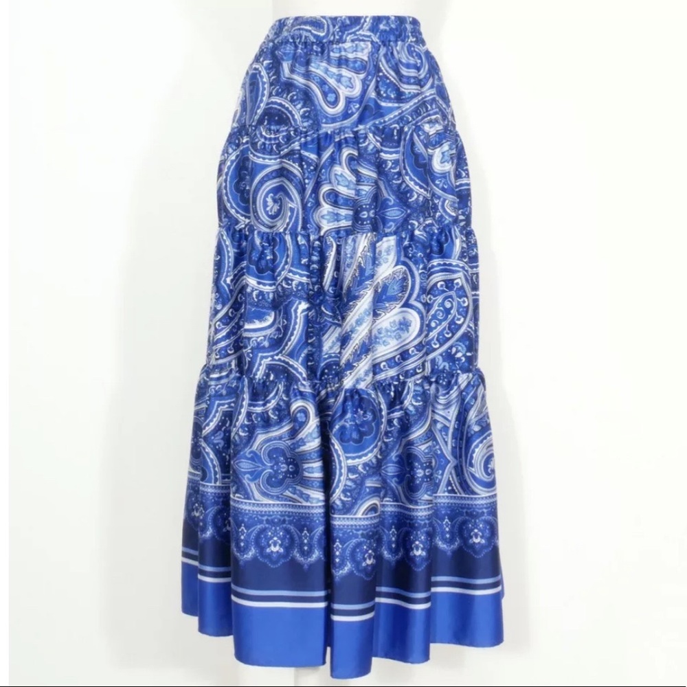 Ralph Lauren cobalt blue paisley tiered skirt - Picture 4 of 7
